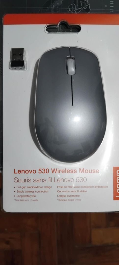 Lenovo 530 Wireless Mouse - Platinum Grey (Category: Mouse & Mousepads) located in Quezon City. Submitted by 51ronin (Listing ID 1418720293, Image 1). Description: Lenovo 530 Wireless Mouse in Platinum Grey. Features full-grip ambidextrous design and stable wireless connection. Includes a USB receiver and battery. The mouse is designed for long battery life, up to 12 months. Compatible with Windows 7 and above. Model number is L300. Cash on Picku