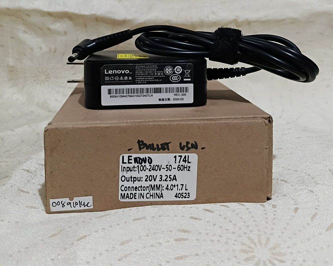 LENOVO LAPTOP CHARGER 65W (Category: Chargers) located in Manila. Submitted by cutiecie (Listing ID 1418754356, Image 1). Description: 20v 3.25a ✔️ Ideapad Slim 3 ✔️ Ideapad 3 15ITL05 320 320s 330 15ABR8 15IAH8.