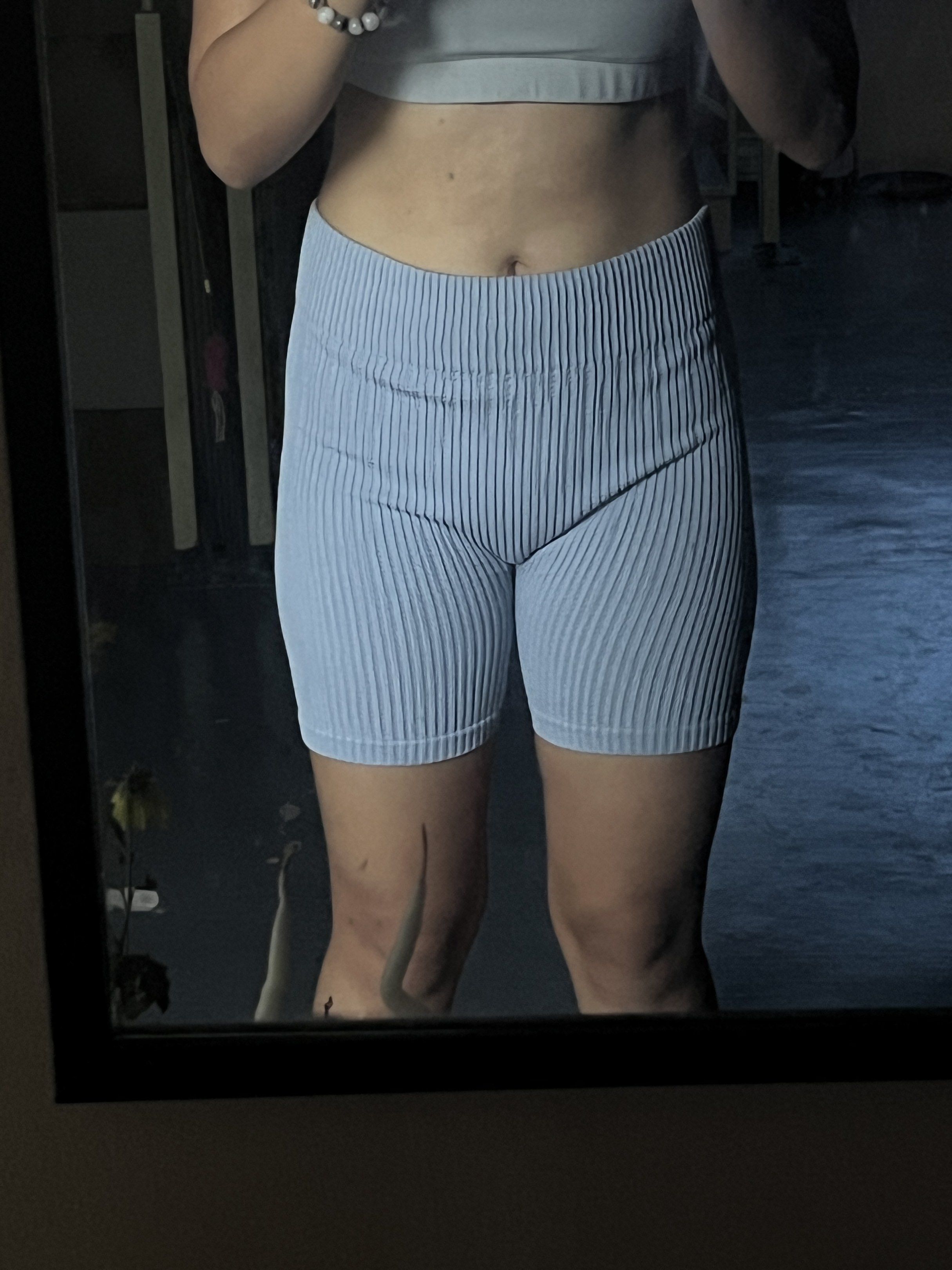 Pep&Co Ribbed Cycling Shorts - M (Category: Activewear) located in Taytay. Submitted by jasfinds_ (Listing ID 1418684568, Image 3). Description: - Pep&Co cycling shorts - Light blue ribbed fabric - Size: M - High-waisted design - Comfortable fit - Perfect for workouts or casual wear -Yoga or walking.