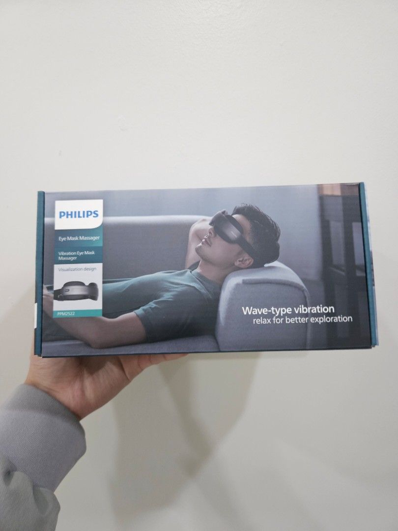 Phillips Eye Mask Massager (Category: Massage Devices) located in Quezon City. Submitted by fluffymoose0424 (Listing ID 1418671488, Image 1). Description: PPM2522DG Dark Grey colored Received as gift, unopened. may look at the gifting details upon meetup. for sure-buyers, present cash to remove seal on meetup. .