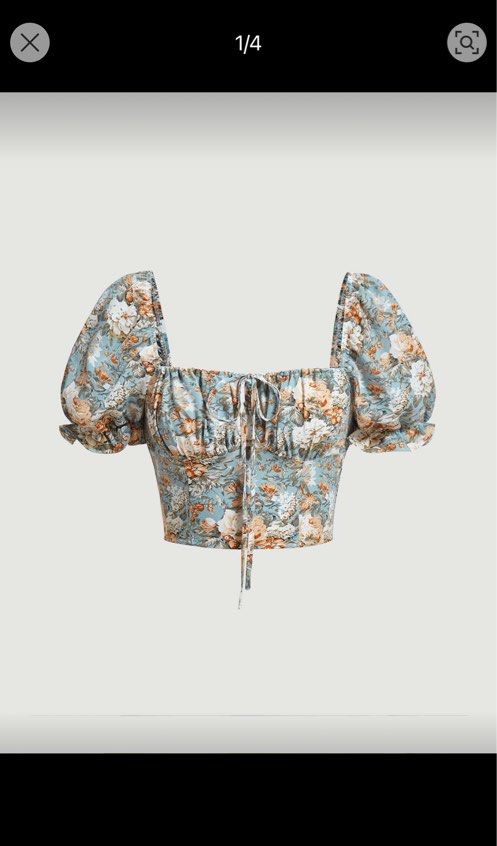 Shein Floral Puff Sleeve Top (Category: Blouses) located in San Pedro. Submitted by matchlant_ (Listing ID 1415219816, Image 1). Description: - Never been used - Shein floral top - Puff sleeves - Square neckline - Tie front detail - Zipper closure - Size: EU 36 / US 4 - Lightweight fabric, perfect for warm weather Loc: San Pedro, Laguna.