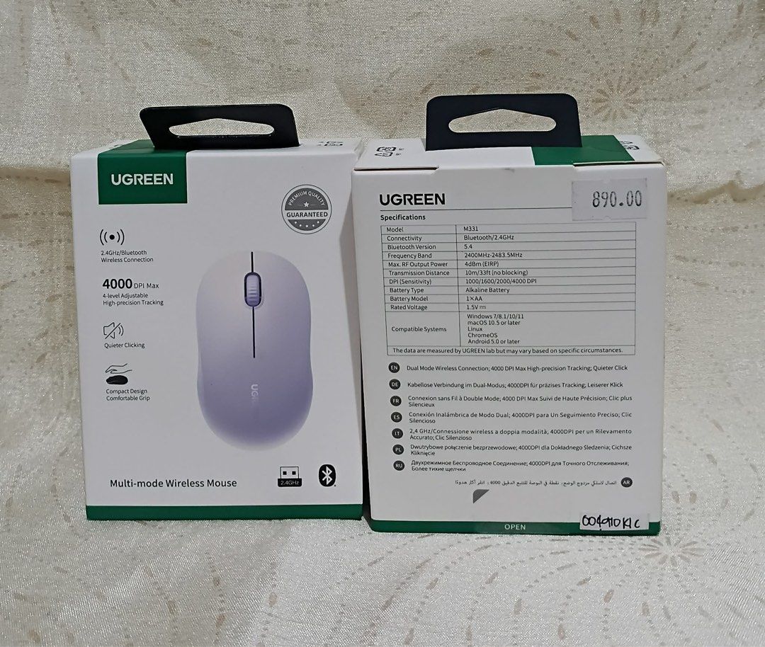 UGREEN Multi-Mode Wireless Mouse (M331) (Category: Mouse & Mousepads) located in Manila. Submitted by cutiecie (Listing ID 1418752592, Image 3). Description: UGREEN Multi-Mode Wireless Mouse (M331) ✔ Bluetooth + 2.4GHz Dual Mode ✔ Up to 4000 DPI Adjustable Sensitivity ✔ Quiet Click • Smooth Tracking ✔ Compact & Comfortable Design ✔ Compatible with Windows, Mac, Android Perfect for work, study, and travel. Reliable, sleek, and hassle-free wireless