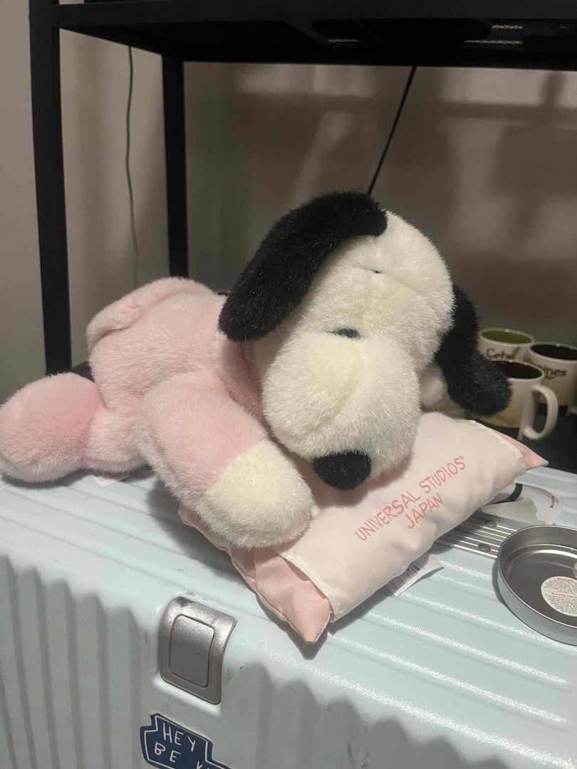 Universal Studios Japan Snoopy Plush Toy (Category: Plushies & Soft Toys) located in Las Pinas. Submitted by loreleiserrano (Listing ID 1418730676, Image 3). Description: - Authentic Snoopy plush toy - From Universal Studios Japan - Features Snoopy in pink pajamas - Includes pillow with Universal Studios Japan logo - Ideal for collectors and gifts.