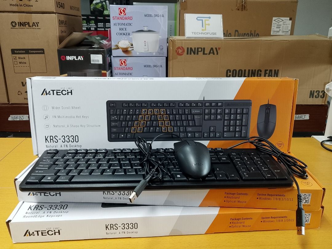 A4Tech KRS-3330 Wired Mouse Keyboard Combo Black (Category: Computer Keyboard) located in Pasig City. Submitted by technofuseofficial (Listing ID 1418827817, Image 2). Description: A4Tech KRS-3330 Wired Mouse Keyboard Combo Black Store Location: 4F Unit 402, 604 Shaw Boulevard, Barangay Kapitolyo, Pasig City Same Day Delivery: - Lalamove delivery within Metro Manila - For walk-ins: Always PM first for item availability - We are also open for nigh