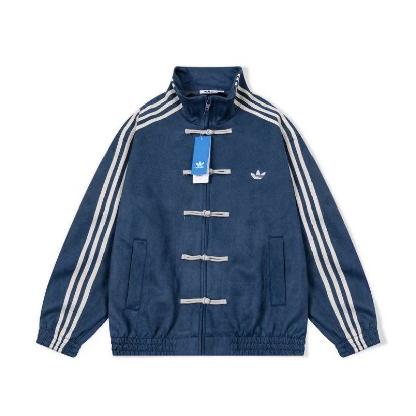 Adidas Track Jacket with Chinese Knot Buttons (Category: Coats, Jackets and Outerwear) located in Quezon City. Submitted by mssaiira (Listing ID 1418837379, Image 1). Description: - Adidas track jacket - Unique Chinese knot button design - Classic three stripes on sleeves - Small Adidas logo on chest - High collar - Two front pockets - Available in multiple colors - Sizes S-XL - PRE ORDER.