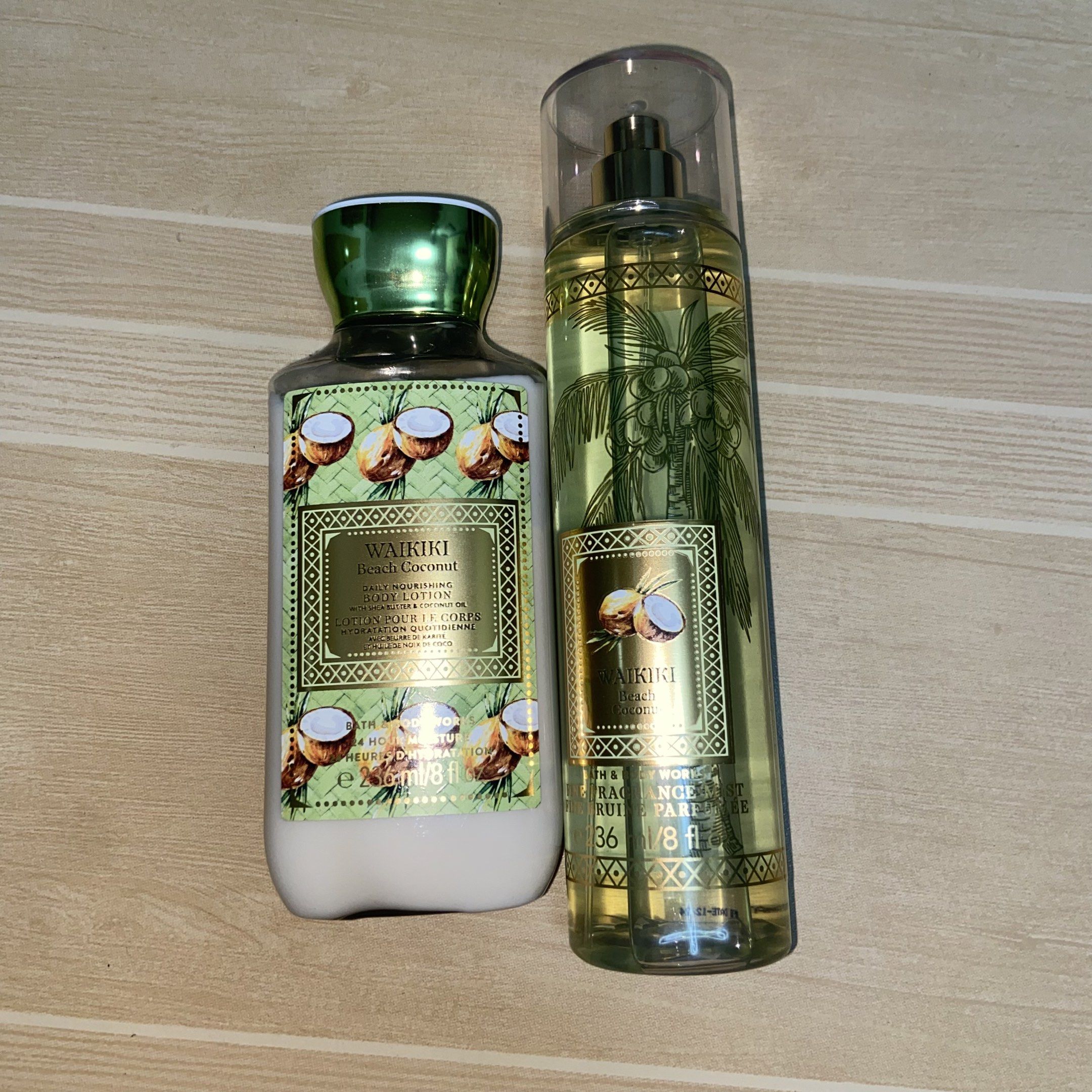 Bath & Body Works Waikiki Beach Coconut Set (Category: Body Care) located in Quezon City. Submitted by mssaiira (Listing ID 1418923090, Image 1). Description: Original Bath And Body Perfume with Lotion Sold as set QC AREA.