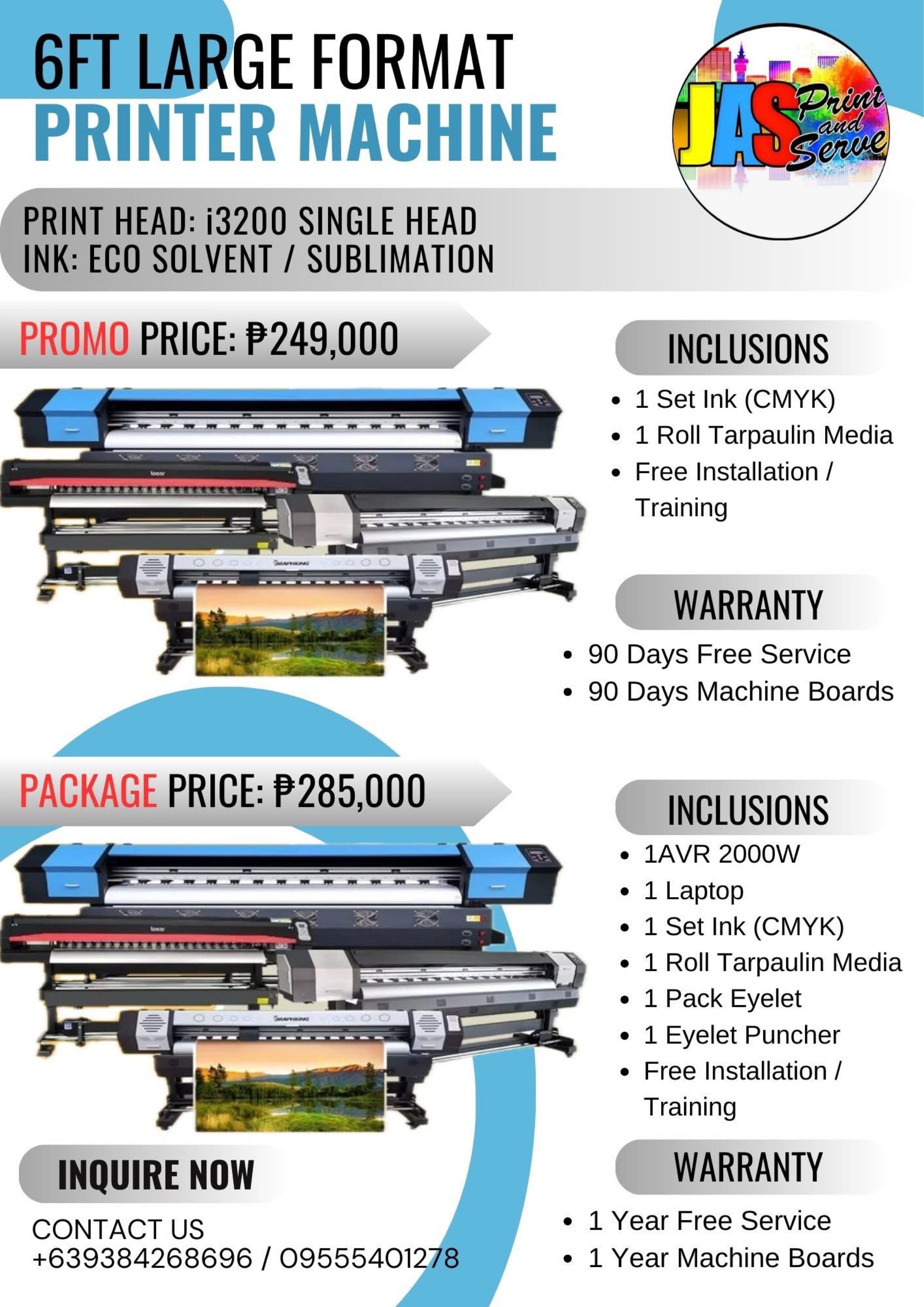 Brand New | LFP Eco Solvent Printer Machine | Sublimation Printer 4ft, 6ft, 10ft (Category: Printers, Scanners & Copiers) located in Manila. Submitted by annamaricrz_ (Listing ID 1418803359, Image 3). Description: 📩 Message us now for prices & promos! 📞 Contact No: 09384268696 / 09509914711.