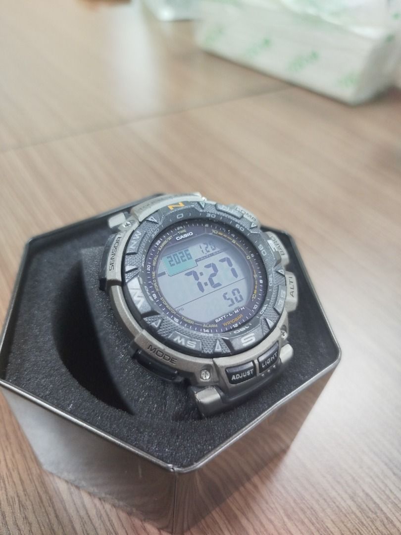 Casio ProTrek PRG-240T TITANIUM / Triple Sensor / Solar (Category: Men's Watches) located in Quezon City. Submitted by calibre027 (Listing ID 1418786091, Image 3). Description: Casio ProTrek PRG-240T TITANIUM / Triple Sensor / Solar ✔ 100% working no issue ✔ unli legit check and test upon pickup ✔ triple sensor all working ✔ watch only, what you see is what you get 👉 meetup - AVIRE TOWER cubao, QC / pwede sm north, trinoma upon schedule nga lang