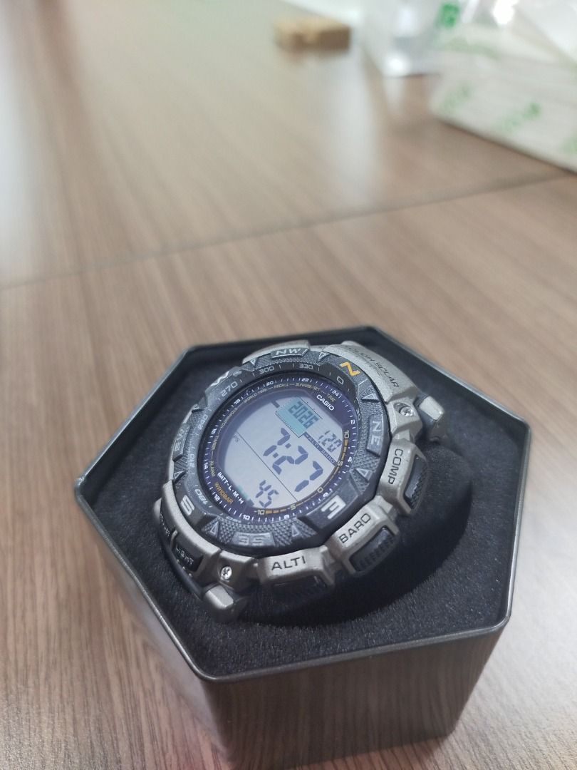 Casio ProTrek PRG-240T TITANIUM / Triple Sensor / Solar (Category: Men's Watches) located in Quezon City. Submitted by calibre027 (Listing ID 1418786091, Image 2). Description: Casio ProTrek PRG-240T TITANIUM / Triple Sensor / Solar ✔ 100% working no issue ✔ unli legit check and test upon pickup ✔ triple sensor all working ✔ watch only, what you see is what you get 👉 meetup - AVIRE TOWER cubao, QC / pwede sm north, trinoma upon schedule nga lang