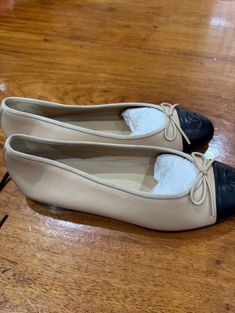 Authentic Chanel Cap-Toe Ballerina Flats (Category: Flats & Sandals) located in Manila. Submitted by carcams (Listing ID 1418781916, Image 2). Description: Used 4 times. With box and dustbag..