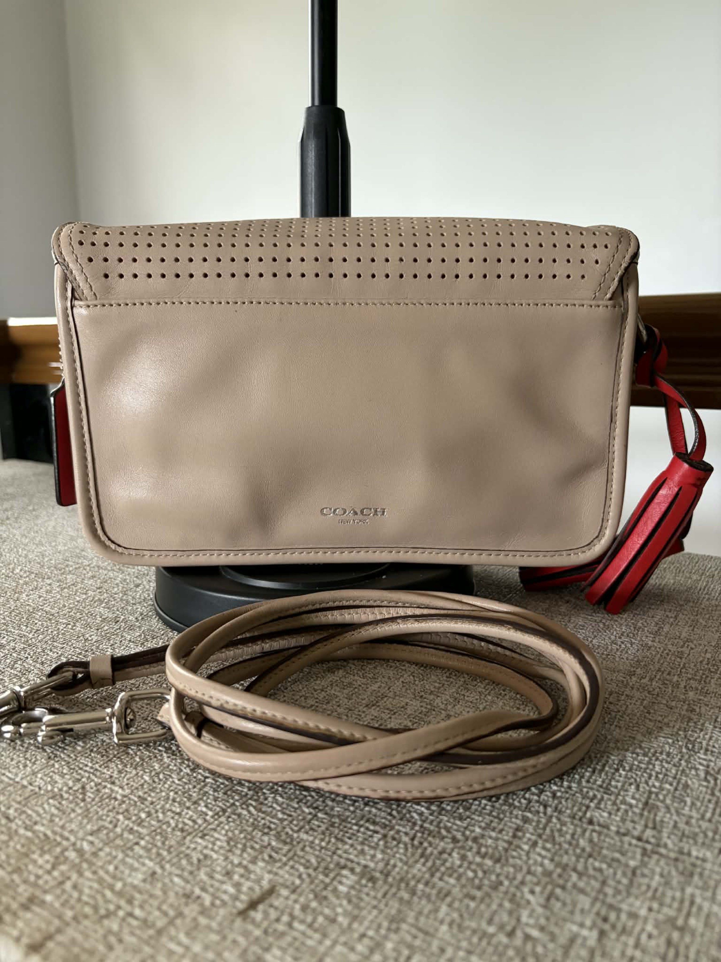 Coach Penelope Crossbody Bag (Category: Luxury Bags & Wallets) located in Dasmarinas. Submitted by melram83 (Listing ID 1418831438, Image 2). Description: 9” x 6” x 2.5” Perforated leather This is a well-used bag See photos for condition and flaws.
