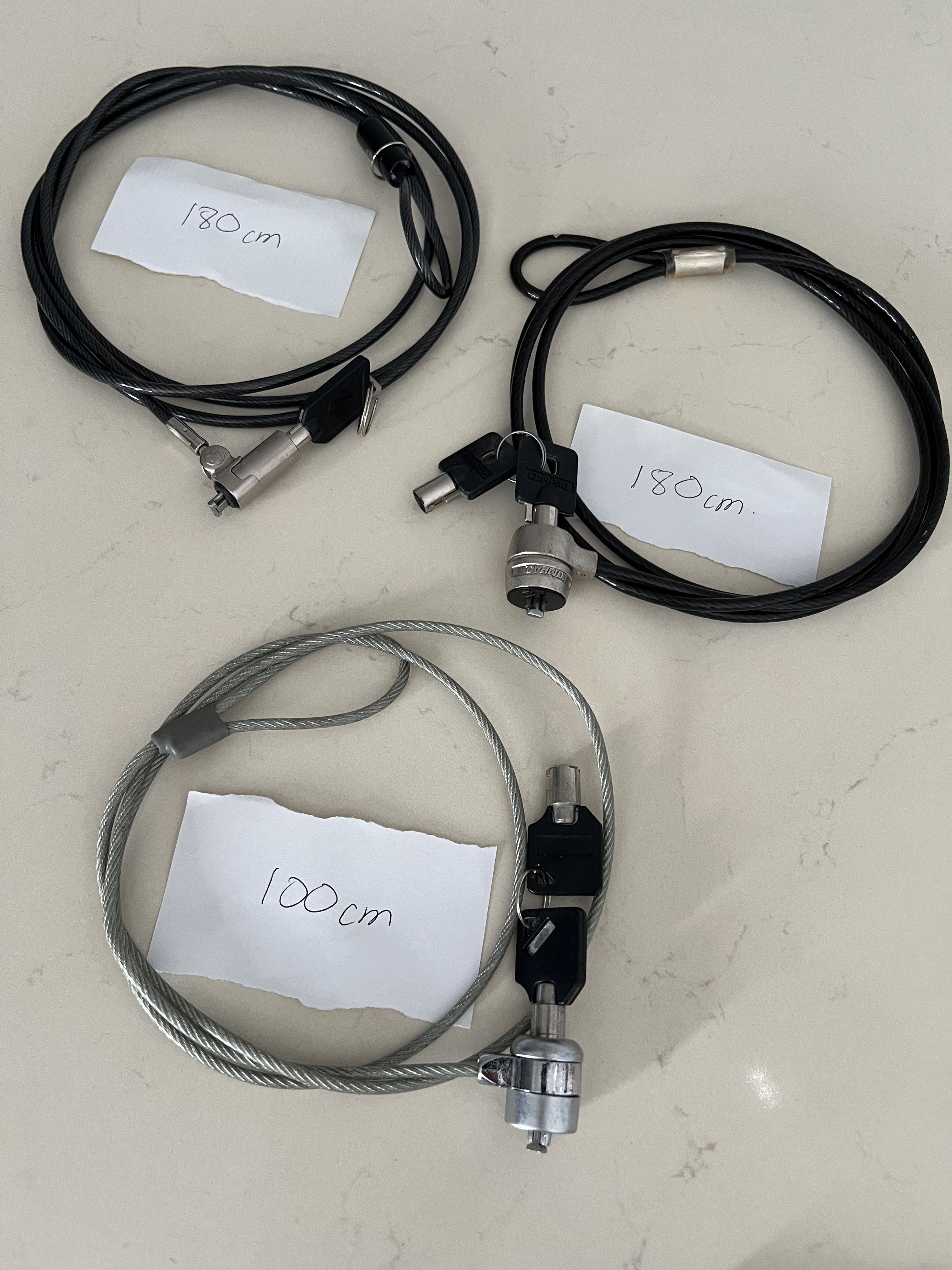 Computer / Laptop / Notebook Cable Locks with Keys - 100cm and 180cm