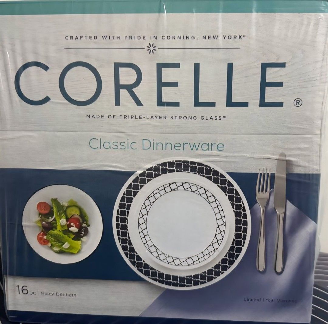 Corelle Classic Dinnerware Set - Black Denham - 16pc443178421815889920
