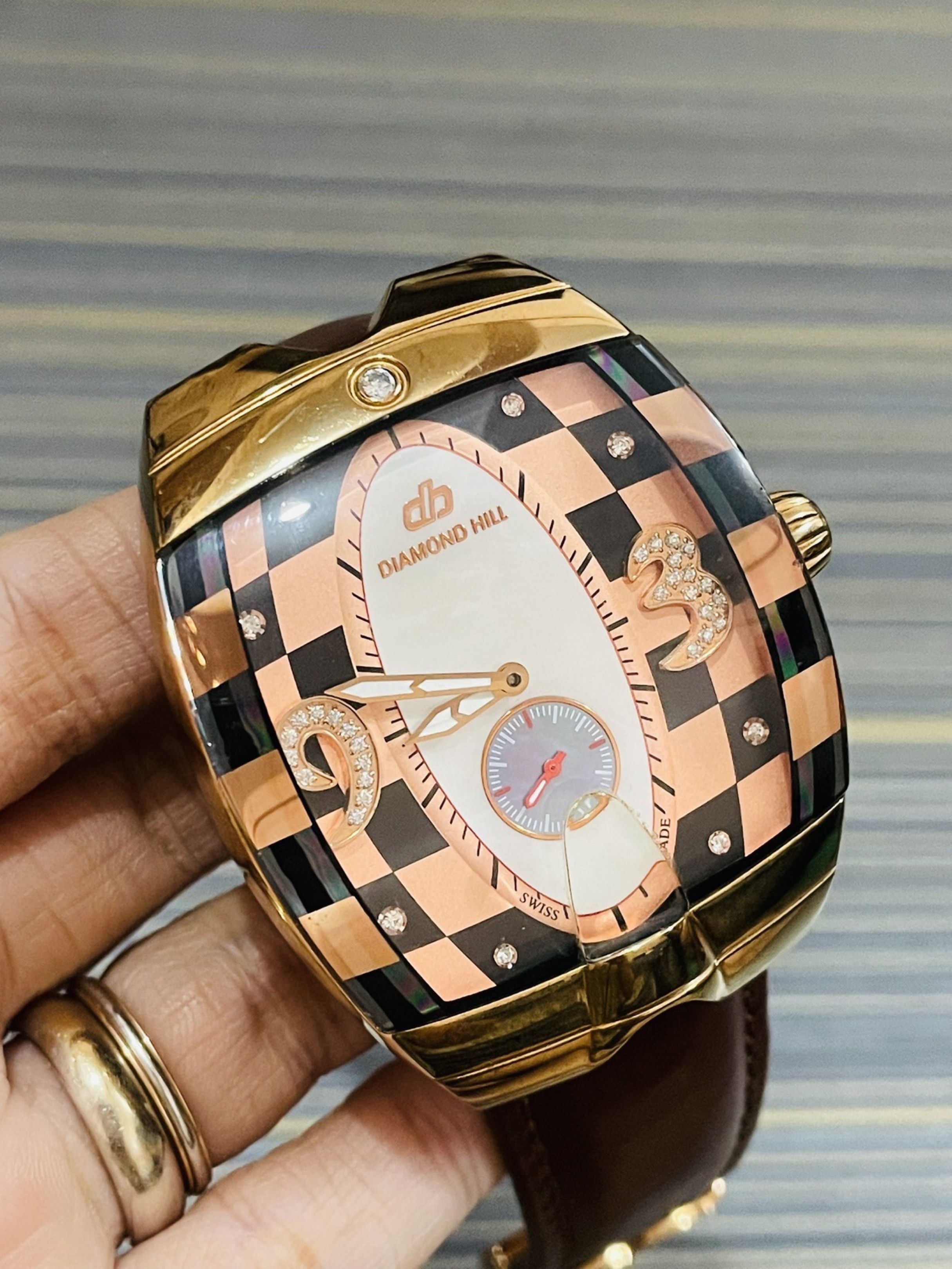 Diamond Hill Swiss Made Watch (Category: Luxury Watches) located in Paranaque City. Submitted by robertsoon.08 (Listing ID 1418922471, Image 3). Description: Diamond Hill Watch Big Size Swiss Quartz Movement 42x53mm case size Original buckle with new leather strap aftermarket Good running condition Authentic/Original Preloved used watch Watch Only!! with provided box ordinary.