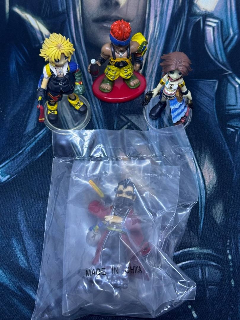 Final Fantasy X Figures Set (Category: Figurines & Statues) located in Manila. Submitted by newgametechph (Listing ID 1418828701, Image 1). Description: - Final Fantasy X Figures Set - Includes the ff: - Tidus Trading Arts Mini - Yuna X2 Trading Arts Mini - Auron Trading Arts Mini (Sealed) - Wakka Coke Figure *Free 2x Yuna Trading Arts Colored & Metallic Figures with broken peg bases Payment 1st via Gcash or BPI then Lalamove/LBC Meet ups at Robi