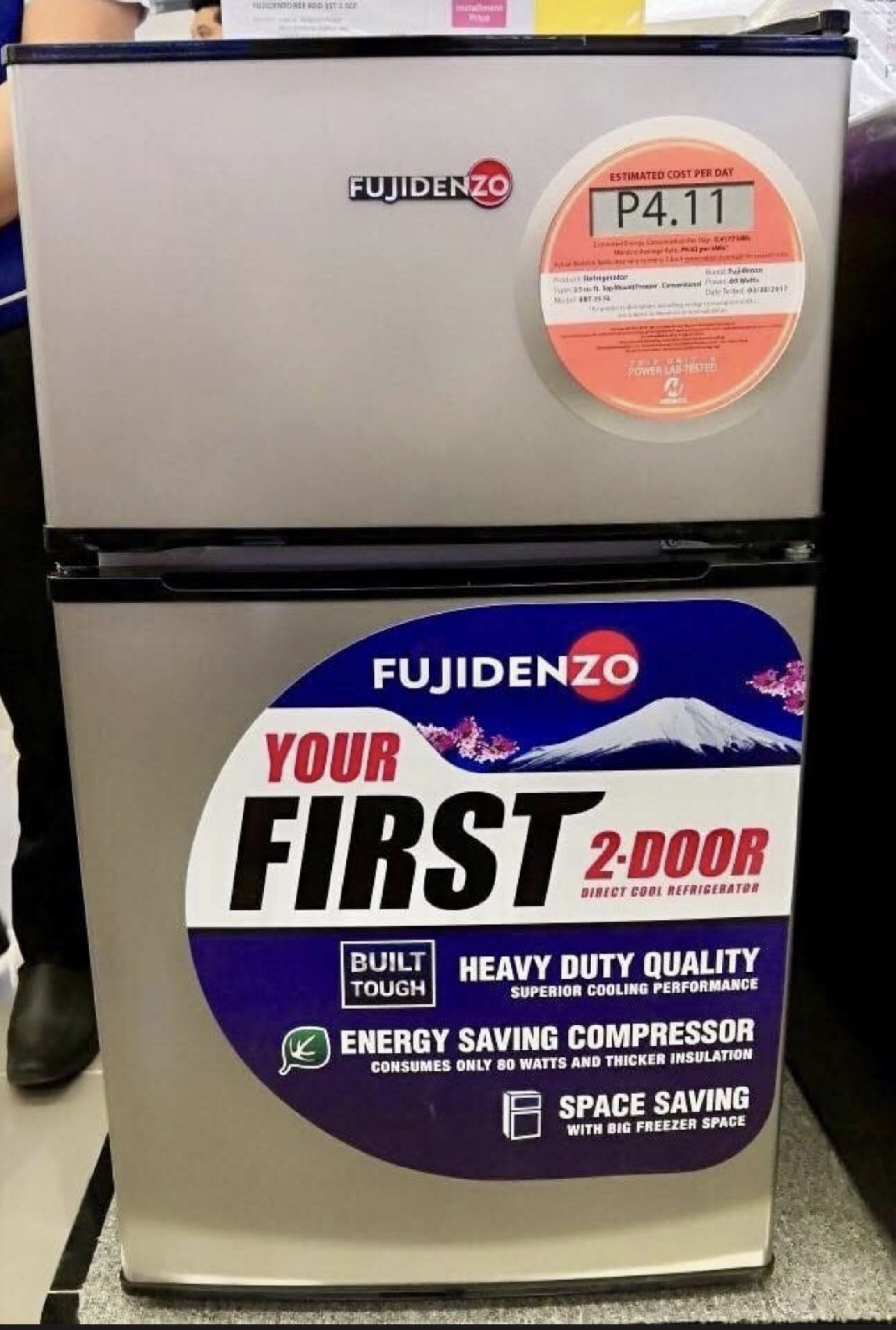 Fujidenzo Personal Refrigerator (Category: Refrigerators and Freezers) located in Quezon City. Submitted by sterling_grace (Listing ID 1418812815, Image 1). Description: Size: 3.5 cu.ft Net Liters: 87 Energy-Efficient Compressor Space Saver Big Freezer Space Two Door Direct Cool Refrigerator Consumes Only 80 Watts Refrigerator Light Wire Shelves Titanium Color Dimension ( h : w : d ) 85 : 47.5 : 50.5 cm Price is Negotiable 🙏 .