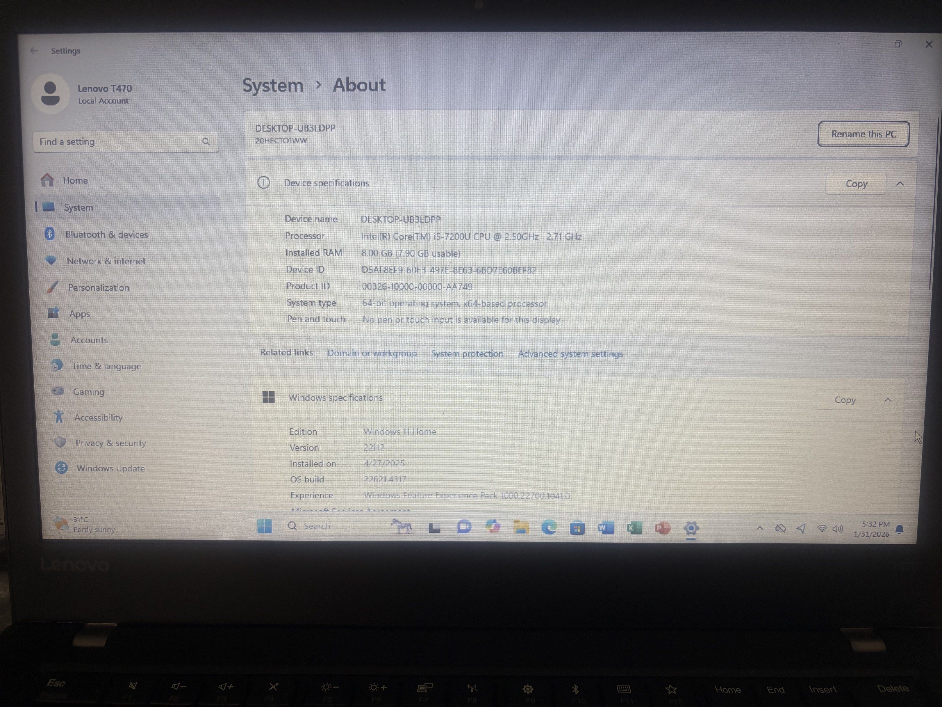 Lenovo ThinkPad T470 Laptop - Windows 11442875566044620802