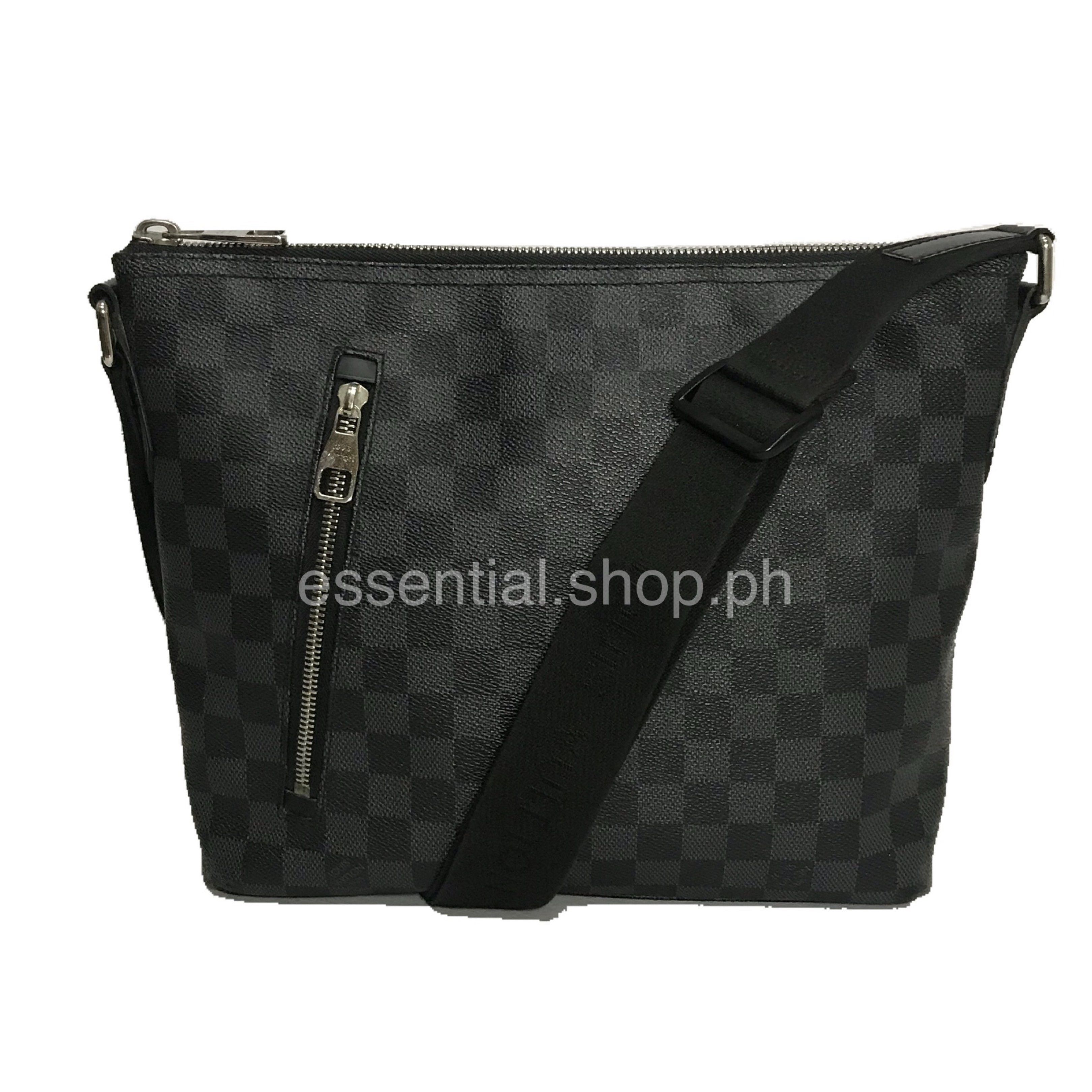 Louis Vuitton LV Mick PM Damier Graphite 2014 (Category: Luxury Bags & Wallets) located in Manila. Submitted by essential.shop.ph (Listing ID 1418749655, Image 2). Description: Complete inclusions. Paper bag (brown), box, dust bag, cards and receipt (PDF email from LV store). Bought from LV Peninsula Hotel, Hong Kong, China in 2014. Was serviced by LV on 2015 for some loose stitching. No issues asides scratches on the zipper pulls and zipper. Fad