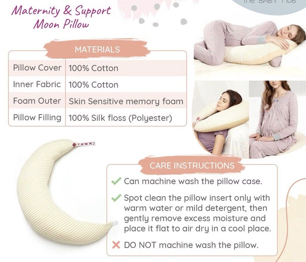 Mamaway Maternity & Support Moon Pillow (Category: Maternity Care) located in San Juan City. Submitted by rlcaps (Listing ID 1418865786, Image 3). Description: - Maternity & breastfeeding moon pillow - 100% cotton pillowcase - Medical-grade, hypoallergenic insert - Safe for sensitive skin - Adjustable buttons for baby support - Machine washable - Good as new with cover bag - rarely used for a month .
