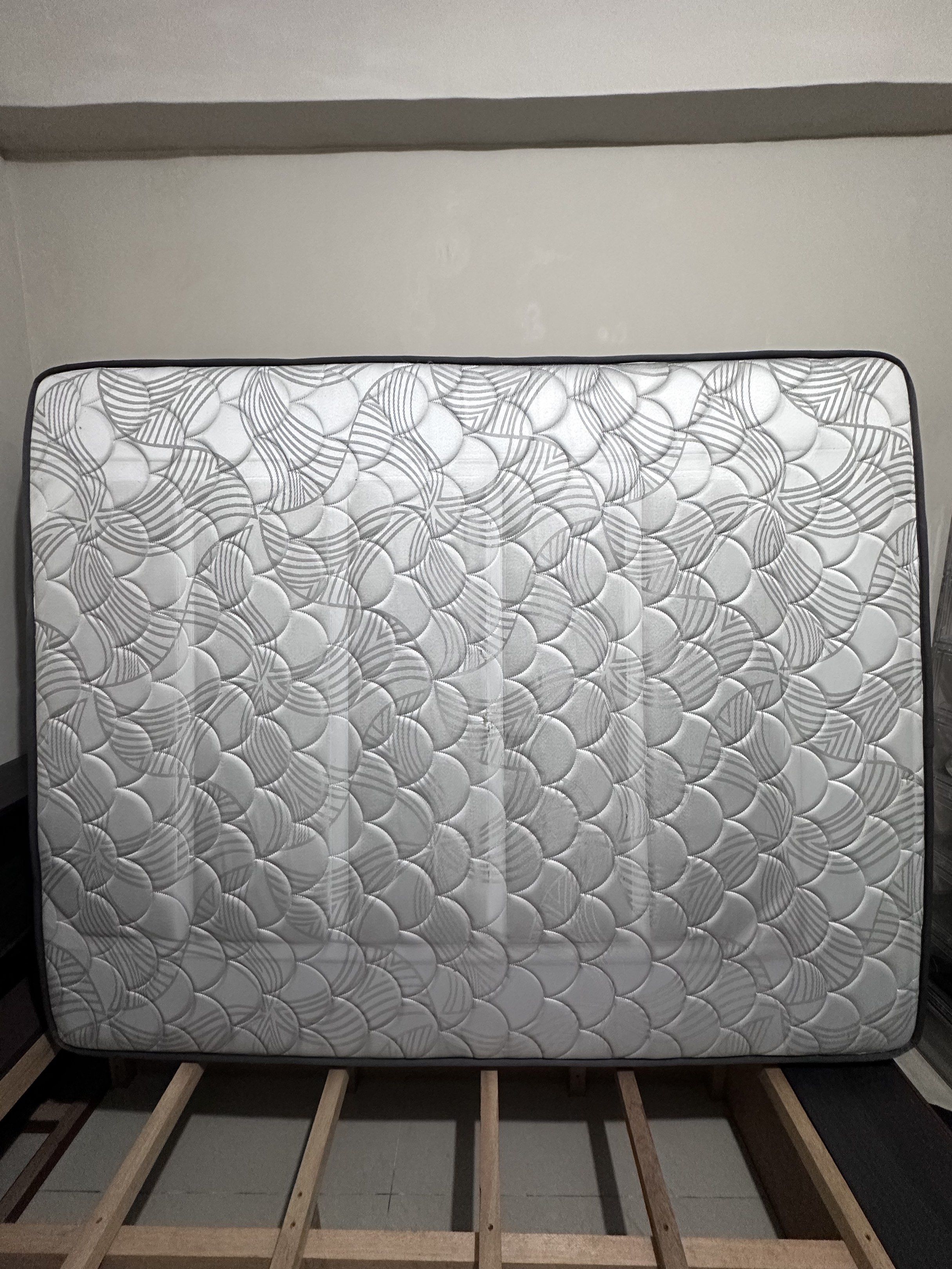 Mandaue Foam, Chiropractic Bonnell Spring Mattress (Category: Bed Frames & Mattresses) located in Manila. Submitted by princessre67946 (Listing ID 1418966665, Image 2). Description: Mandaue Foam, Gala Bed, Chiropractic Bonnell Spring Mattress Queen Size 60x75” Height: 11” This mattress is designed with a firmer, well-supported structure, combining layers of flex foam, hard foam, and quilted fabrics over a durable Bonnell spring unit. This constru
