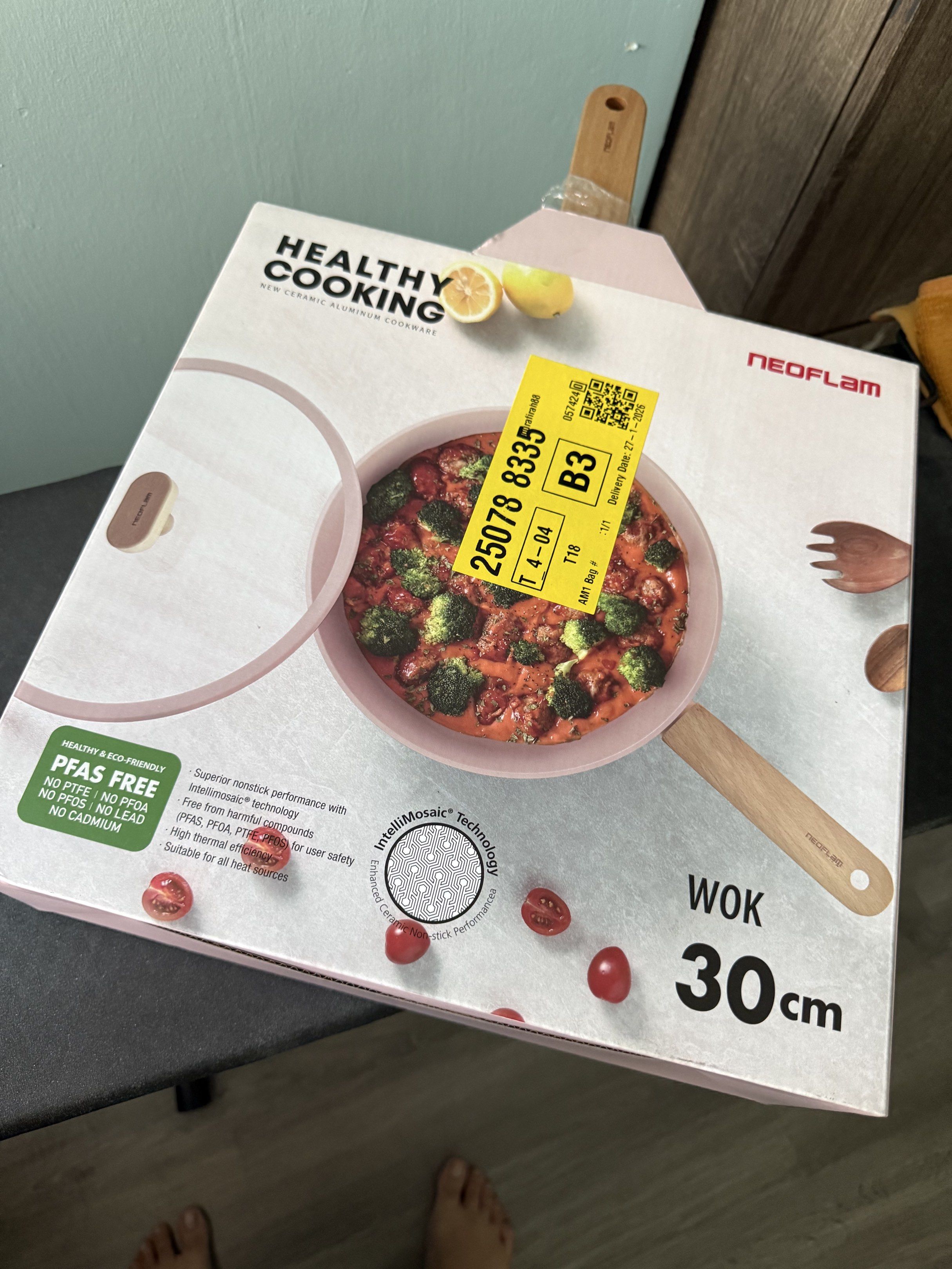 NEOFLAM HERNE 30cm Wok with Glass Lid