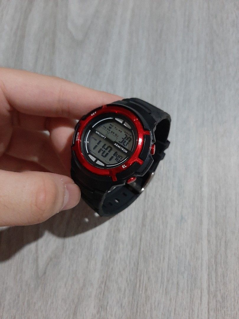 Original Armitron Digital Sports Watch (Category: Women's Watches) located in Mandaluyong City. Submitted by time_machine28 (Listing ID 1418865802, Image 1). Description: SALE... SALE... SALE SALE... SALE... SALE 1,680 pesos only Armitron Ladies / Kids Digital Watch original / legit brand new condition 9/10 ratings black tone no issue negotiable price bought in US watch only no box fits up to 7 inches wrist size 38mm srp 5k for women / kids manda