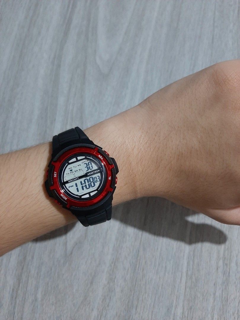 Original Armitron Digital Sports Watch (Category: Women's Watches) located in Mandaluyong City. Submitted by time_machine28 (Listing ID 1418865802, Image 3). Description: SALE... SALE... SALE SALE... SALE... SALE 1,680 pesos only Armitron Ladies / Kids Digital Watch original / legit brand new condition 9/10 ratings black tone no issue negotiable price bought in US watch only no box fits up to 7 inches wrist size 38mm srp 5k for women / kids manda