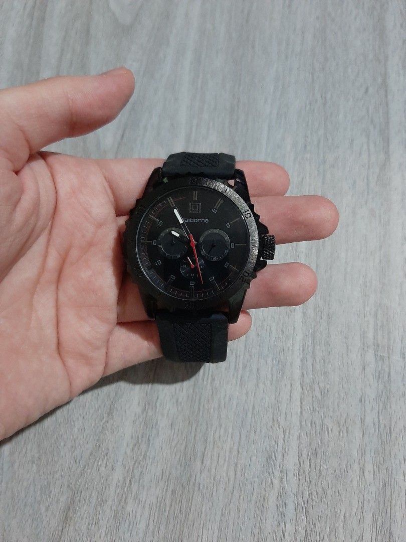 Original Claiborne Classic Men's Watch (Category: Men's Watches) located in Mandaluyong City. Submitted by time_machine28 (Listing ID 1418860975, Image 2). Description: SALE... SALE... SALE SALE... SALE... SALE 1,860 pesos only Claiborne Classic Men's Watch original / legit brand new condition 9.5/10 ratings black tone black silicon strap bought in US watch only no box fits up to 7.5 inches wrist size 43mm mandaluyong location here mop: bdo or gc
