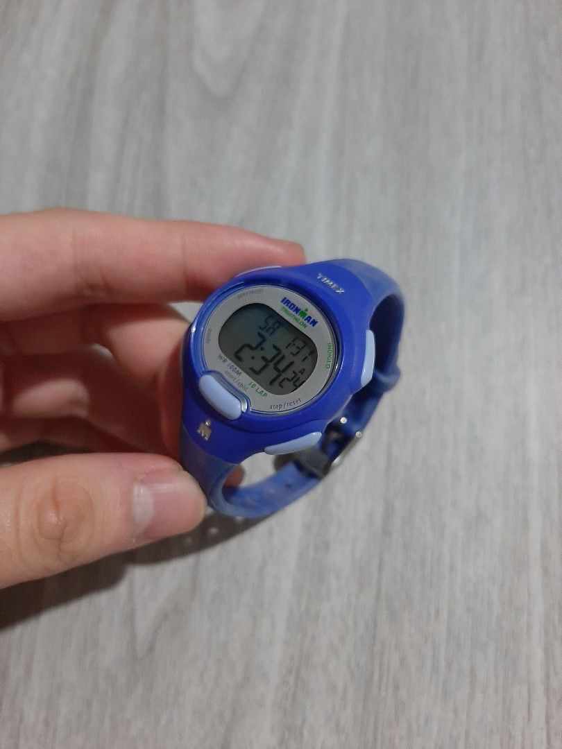 Original Timex Ironman Triathlon Indiglo Digital Sports Watch (Category: Women's Watches) located in Mandaluyong City. Submitted by time_machine28 (Listing ID 1418877560, Image 1). Description: SALE... SALE... SALE SALE... SALE... SALE 1,160 pesos only Timex Ironman Triathlon sports watch original / legit negotiable price manage your expectations 8/10 ratings in good condition dreamy blue tone digital indiglo watch bought in US watch only no box 