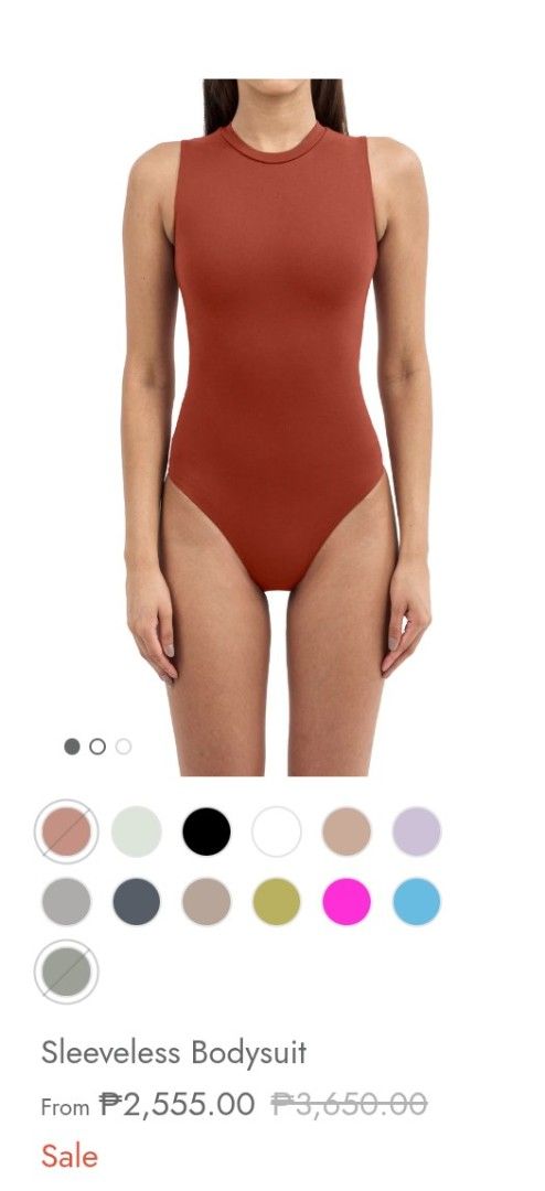 Patton Sleeveless Bodysuit (Category: Others Tops) located in Manila. Submitted by csisters3 (Listing ID 1418894898, Image 1). Description: - Sleeveless bodysuit - High neckline - Body shaping - Original Price: ₱3,650.00 - Website Sale Price: ₱2,555.00.
