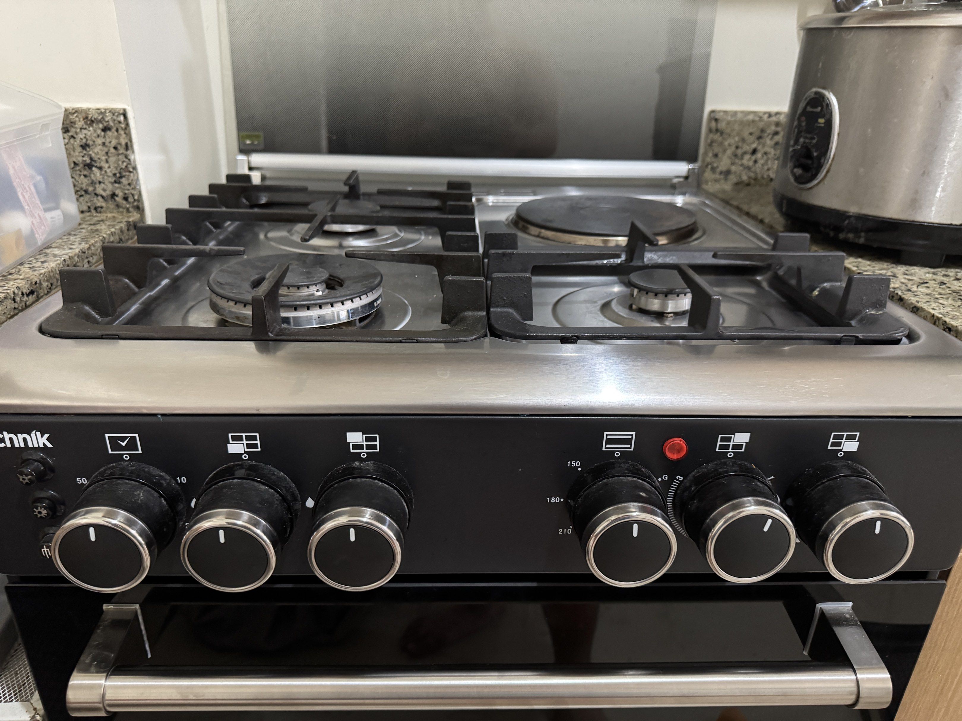 Technick 60CM Gas Range (Category: Cookware & Accessories) located in Manila. Submitted by iamlanzera61493 (Listing ID 1418794490, Image 1). Description: Moving our sale! Technick 60cm range, 3 Gas + 1 hot plate with 80L gas oven. No issues, newly replaced oven bulb. Bought for 22.2K Selling for 15K.