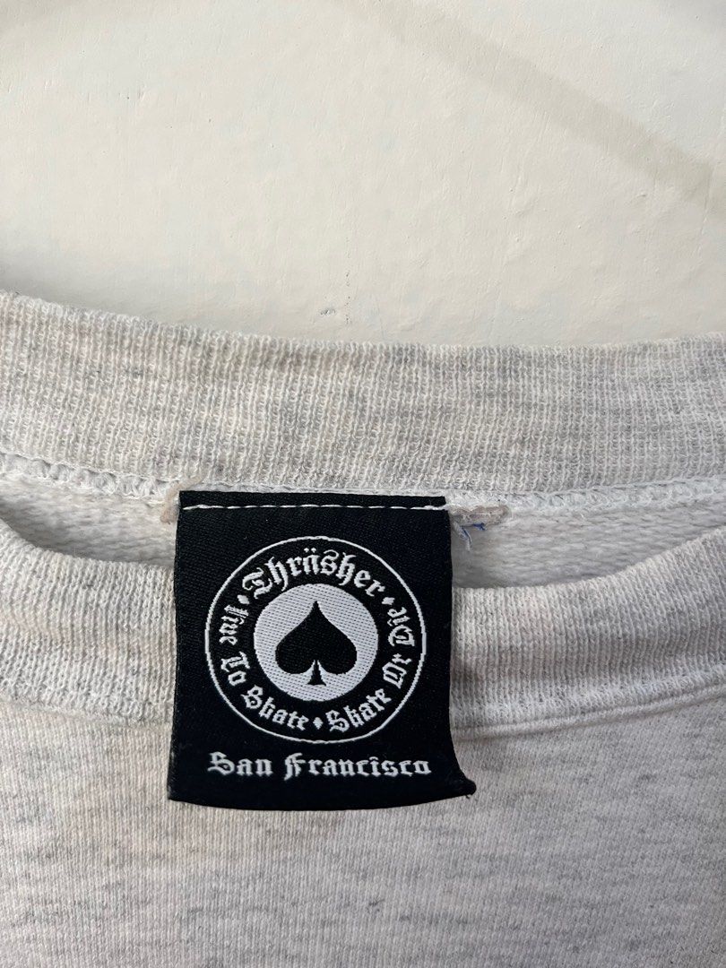 Thrasher Magazine Sweatshirt (Category: Activewear) located in Cagayan de Oro. Submitted by vigo999 (Listing ID 1418831304, Image 2). Description: Thrasher Magazine Sweatshirt Size M Condition: 9/10 Color rate: 9/10 no issue Dimes: 21x26.