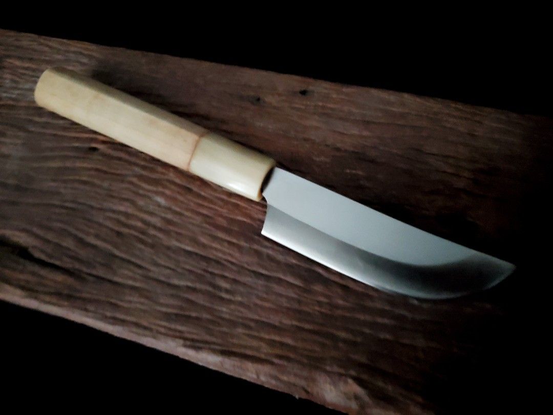 Wa Handle Japanese Fixed Blade (Category: Knives & Chopping Boards) located in Marikina City. Submitted by knifeandtoolphilippines (Listing ID 1418827574, Image 1). Description: Steel Type: ZDP-189 Handle Material: Ho Wood with Albino Buffalo Horn Ferrule Made in Japan.