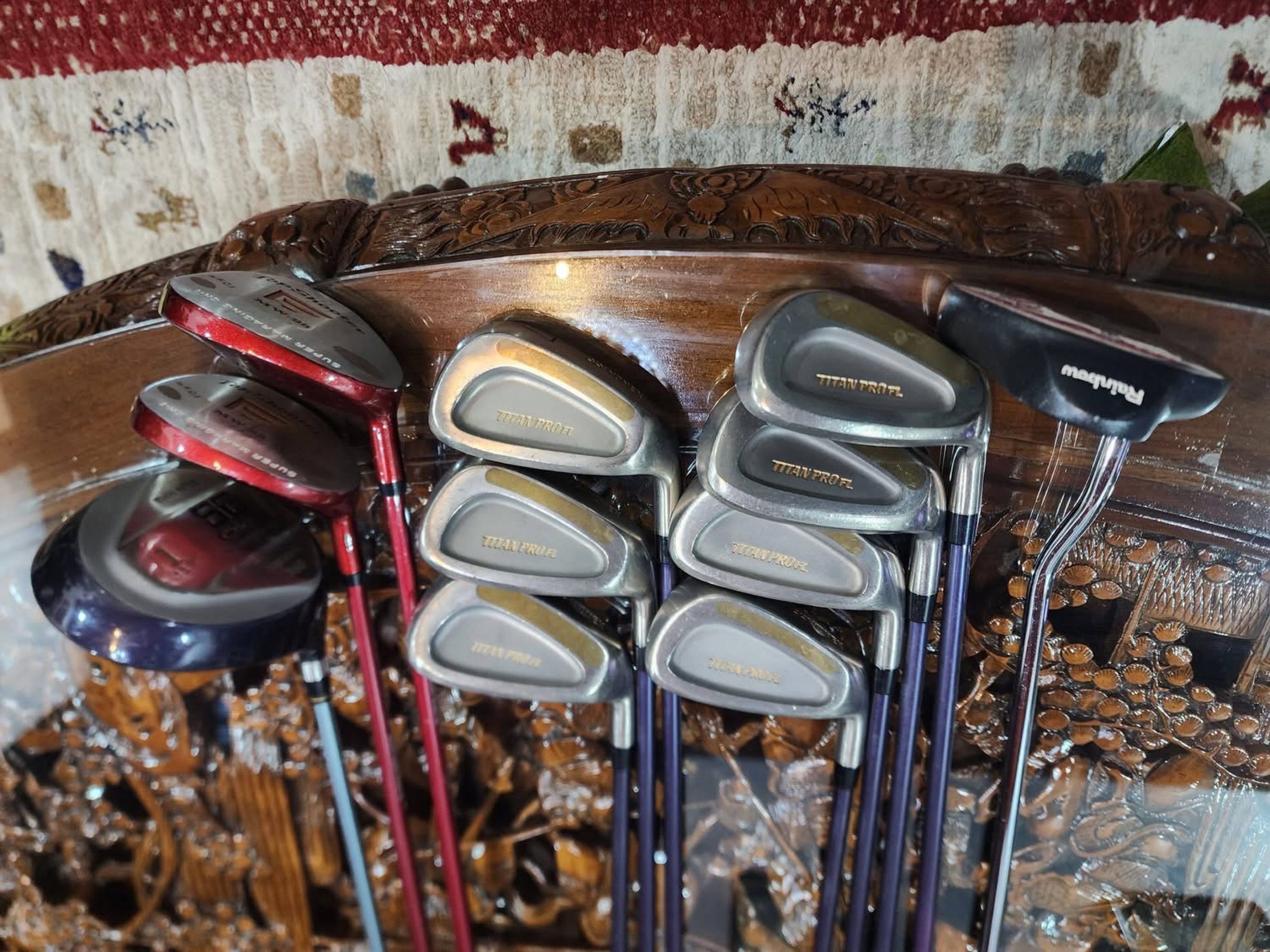 Yonex Ladies Golf Set (Category: Golf) located in Paranaque City. Submitted by chips24 (Listing ID 1418922066, Image 3). Description: For Sale Ladies Set. *Yonex Titanpro L flex graphite shaft irons *Topshooter Utility woods *SG Chicago 13.5° driver *Semi mallet putter *Bag included for only 12.3k pick up Bf Paranaque free shipping within MM.
