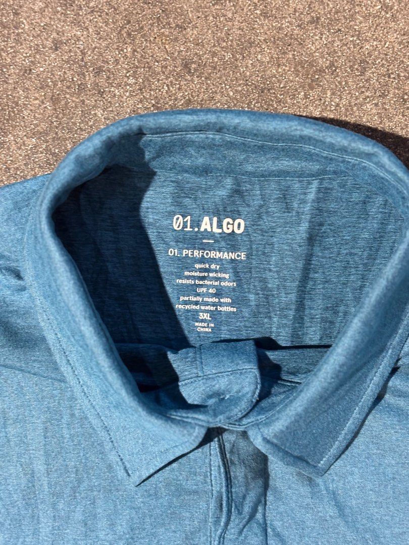 01. ALGO Performance Polo Shirt 3XL (Category: Tshirts & Polo Shirts ) located in Batangas. Submitted by aimhrandel40321 (Listing ID 1413583176, Image 3). Description: 0.1 ALGO POLO SHIRT Issue : none (need wash) Condition : Excellent Color rate : 9.5/10 Size on tag : 3XL Width × Length : 29 - 30 × 32 Location : Batangas Mine: 350 + Shipping fee.