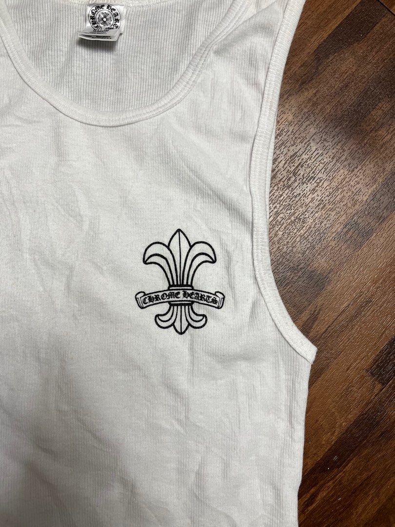 Chrome Hearts Fleur De Is Ribbed Tank Top (Category: Vests) located in Cabanatuan. Submitted by refind-ph (Listing ID 1413549331, Image 3). Description: Chrome Hearts Fleur De Is Ribbed Tank Top Dimes 12 - 15 x 31 inches Very good condition No issue Color rate 9/10 Dm to purchase! 📩.