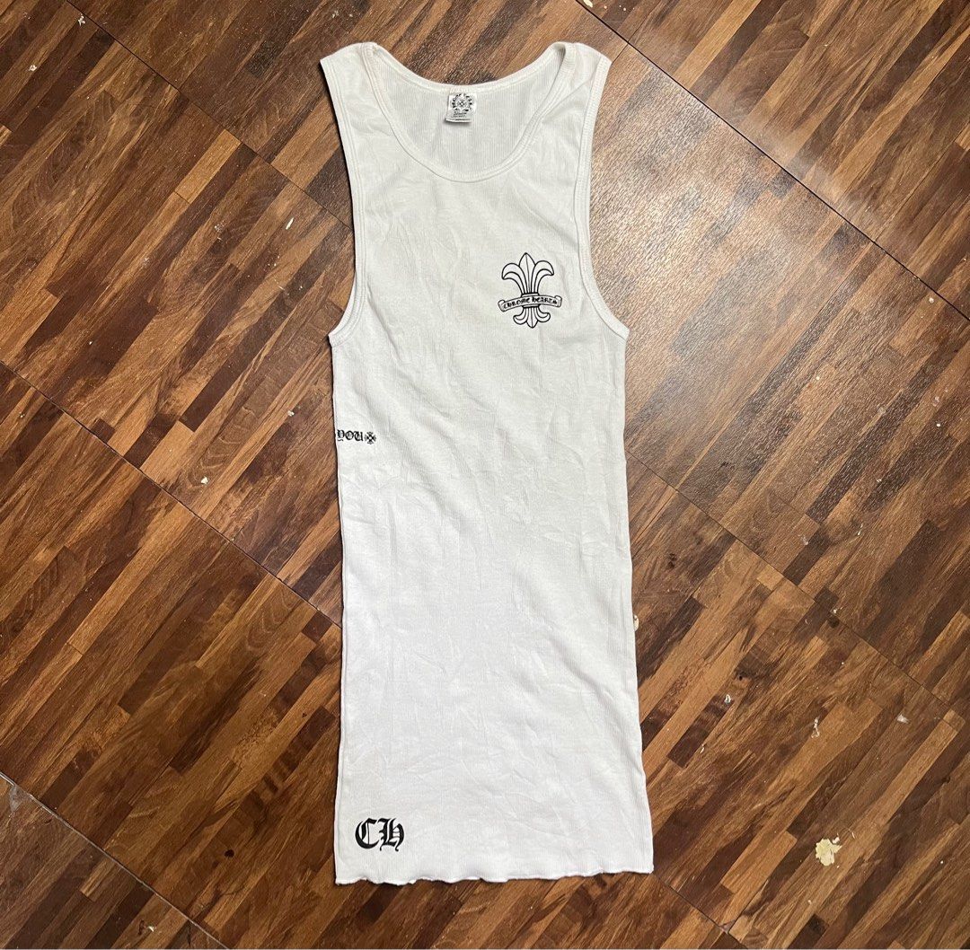 Chrome Hearts Fleur De Is Ribbed Tank Top (Category: Vests) located in Cabanatuan. Submitted by refind-ph (Listing ID 1413549331, Image 1). Description: Chrome Hearts Fleur De Is Ribbed Tank Top Dimes 12 - 15 x 31 inches Very good condition No issue Color rate 9/10 Dm to purchase! 📩.