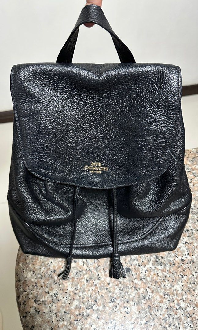 Authentic Coach Elle Black Pebbled Leather Backpack (Medium) (Category: Backpacks) located in Manila. Submitted by pamsayat (Listing ID 1411016975, Image 2). Description: Issues: • None. Signs of usage only Reminders: • Last price is already posted and non-negotiable. • No return or exchange. All sales are final. Please ensure that you are fully satisfied with the item prior to shipment. • Manila City location. Shipping via Lalamove/ J&T at buyer