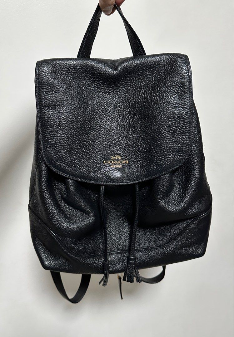 Authentic Coach Elle Black Pebbled Leather Backpack (Medium) (Category: Backpacks) located in Manila. Submitted by pamsayat (Listing ID 1411016975, Image 1). Description: Issues: • None. Signs of usage only Reminders: • Last price is already posted and non-negotiable. • No return or exchange. All sales are final. Please ensure that you are fully satisfied with the item prior to shipment. • Manila City location. Shipping via Lalamove/ J&T at buyer