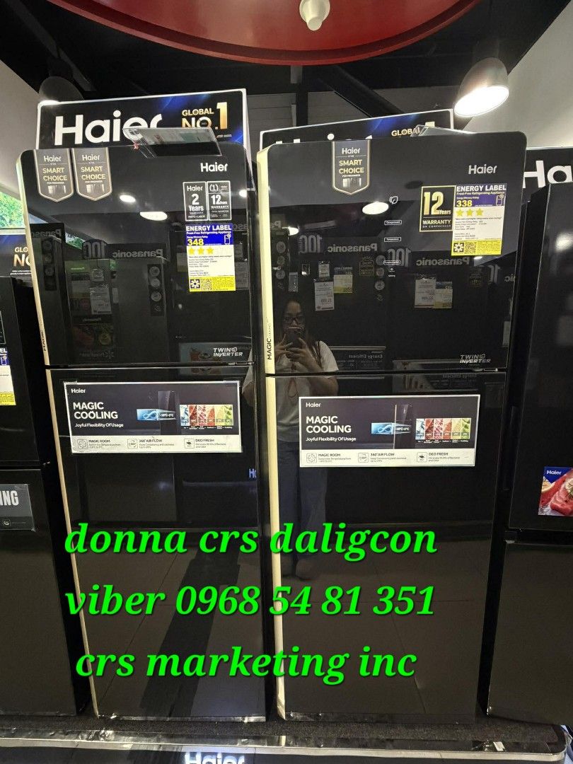 Haier refrigerator (Category: Refrigerators and Freezers) located in Manila. Submitted by donnasagao03665 (Listing ID 1413497062, Image 2). Description: 🟥 HAIER REF / HAIER REFRIGERATOR TWO DOOR / HAIER REFRIGERATOR BOTTOM FREEZER / HAIER PERSONAL REF 🟥 📍 PERSONAL REF HR80VNBS 1.5 - 6,100 HR99VNBS 3.5 - 7,700 📍 SINGLE DOOR INVERTER HR-IV168DS 5.5 - 10,800 📍 TOP MOUNT TWO DOOR FREESH COOLING INVERTER HRFIV200 6.7 - 14,900 HRF-IV220VNF (BS) 7.