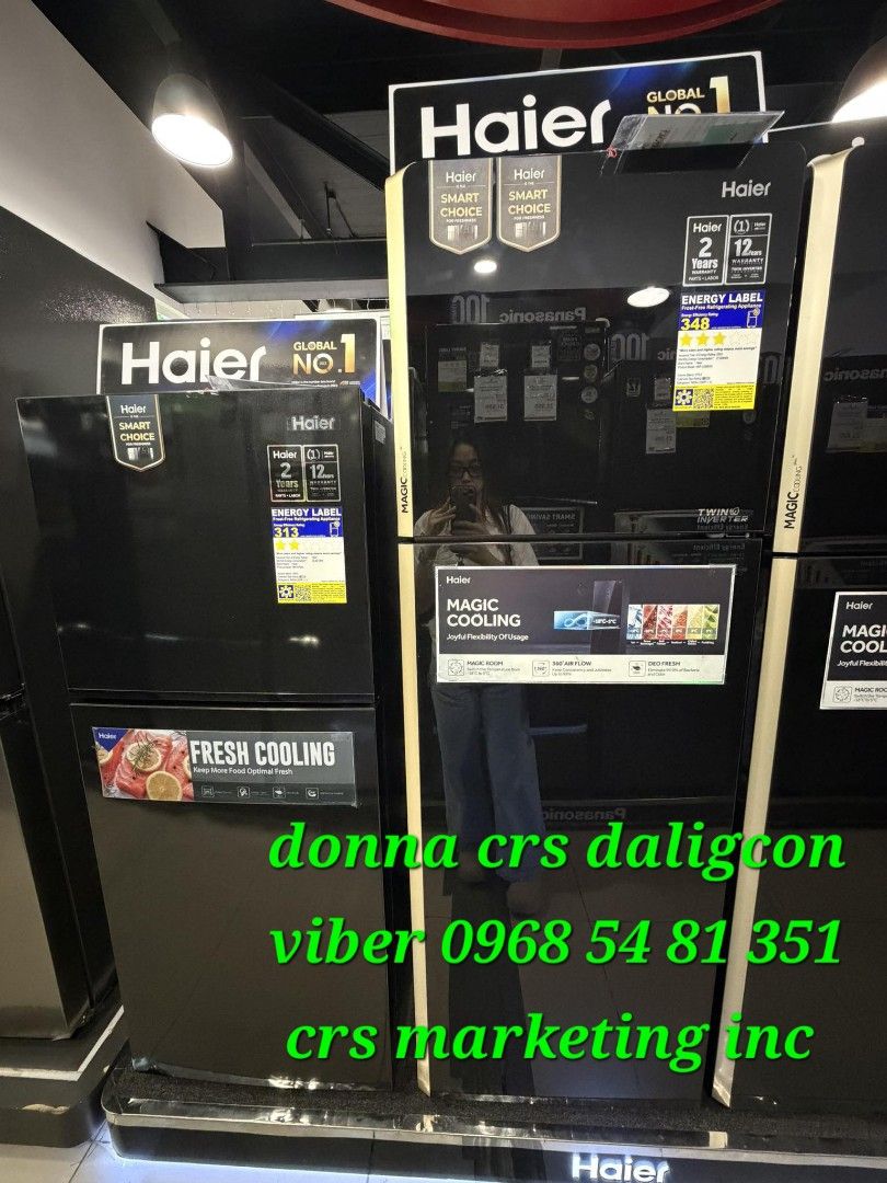 Haier refrigerator (Category: Refrigerators and Freezers) located in Manila. Submitted by donnasagao03665 (Listing ID 1413497062, Image 1). Description: 🟥 HAIER REF / HAIER REFRIGERATOR TWO DOOR / HAIER REFRIGERATOR BOTTOM FREEZER / HAIER PERSONAL REF 🟥 📍 PERSONAL REF HR80VNBS 1.5 - 6,100 HR99VNBS 3.5 - 7,700 📍 SINGLE DOOR INVERTER HR-IV168DS 5.5 - 10,800 📍 TOP MOUNT TWO DOOR FREESH COOLING INVERTER HRFIV200 6.7 - 14,900 HRF-IV220VNF (BS) 7.