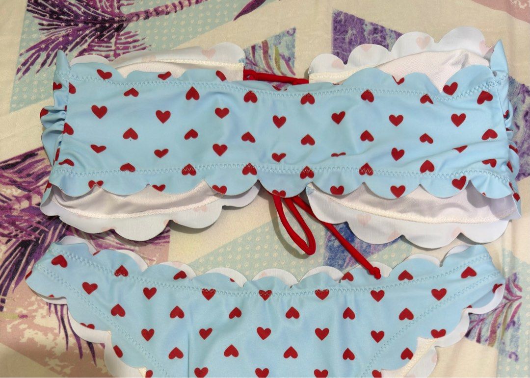HEART TWO PIECE SWIMWEAR (Category: Bikinis & Swimsuits) located in Quezon City. Submitted by lovedbysari (Listing ID 1413504406, Image 3). Description: BRAND NEW! 💯 •Size: XL •Padded •Super pretty with heart prints 😍 •Actual photos are posted •Feel free to message me ☺️.