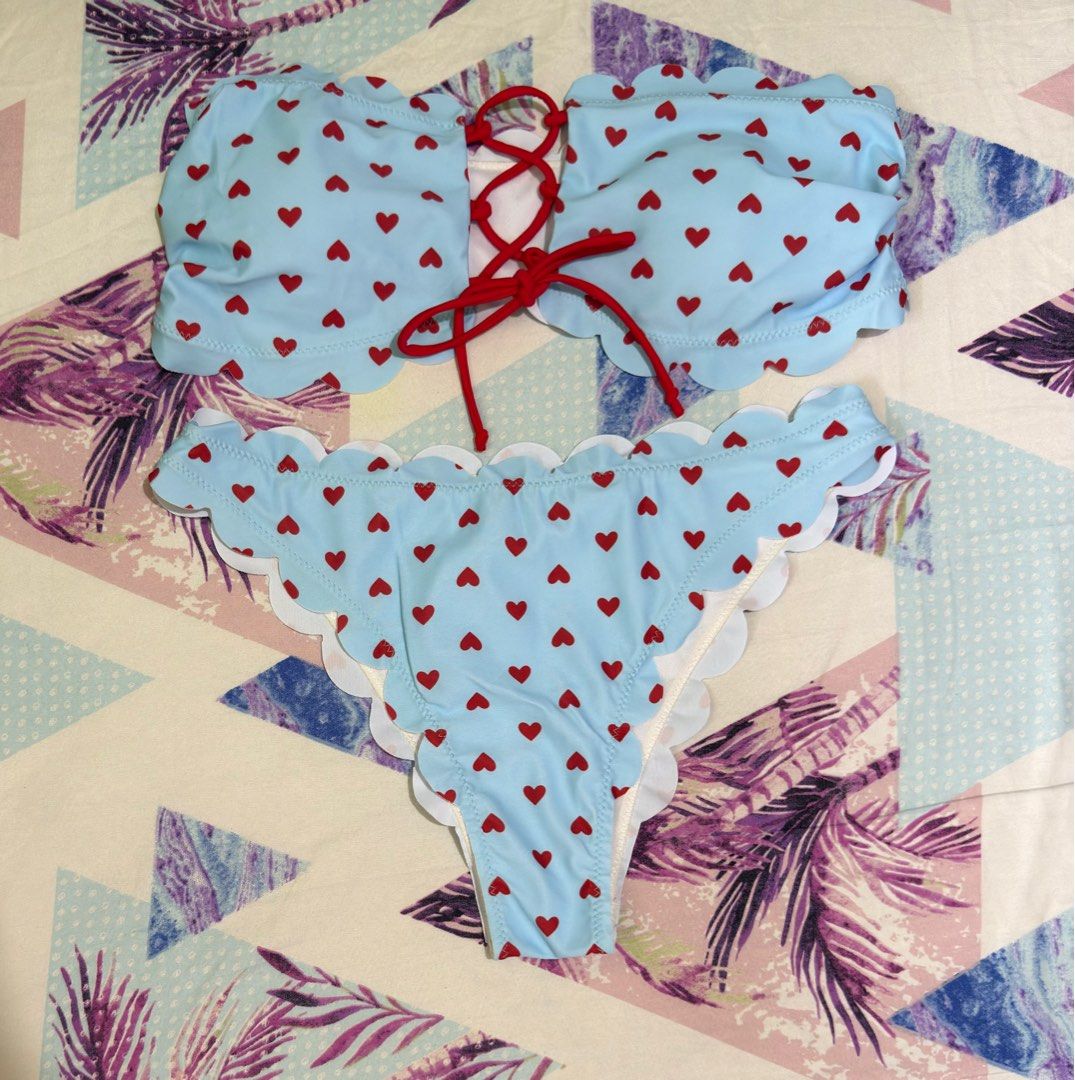HEART TWO PIECE SWIMWEAR (Category: Bikinis & Swimsuits) located in Quezon City. Submitted by lovedbysari (Listing ID 1413504406, Image 1). Description: BRAND NEW! 💯 •Size: XL •Padded •Super pretty with heart prints 😍 •Actual photos are posted •Feel free to message me ☺️.