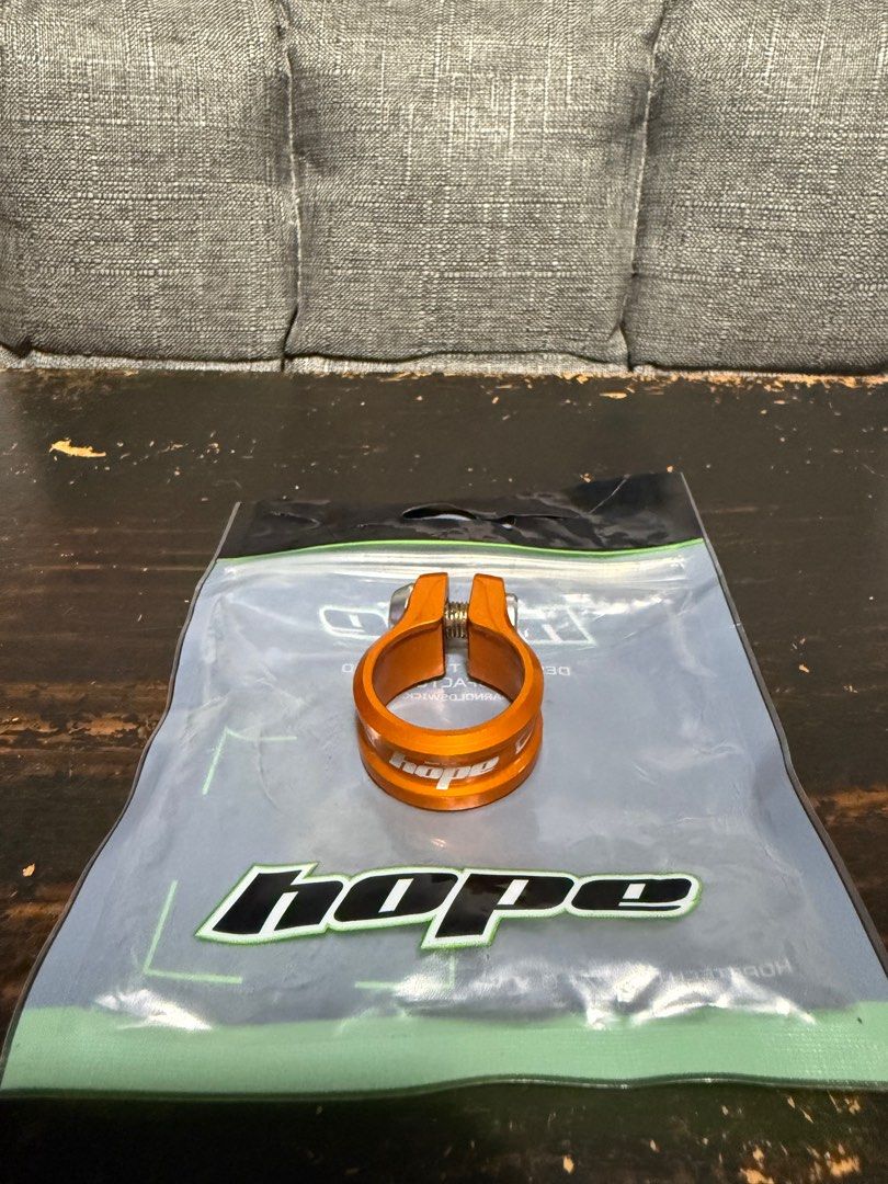 Hope Headset Spacers and Seat Clamp (Category: Bicycles) located in Quezon City. Submitted by henrytm (Listing ID 1413525953, Image 1). Description: Hope Seat Clamp (Orange) 30mm for 27.2 seat post (preferrably for steel frame) Meet up Fairview area or shipping c/o buyer.