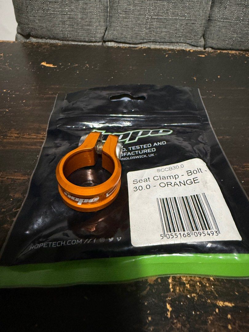 Hope Headset Spacers and Seat Clamp (Category: Bicycles) located in Quezon City. Submitted by henrytm (Listing ID 1413525953, Image 3). Description: Hope Seat Clamp (Orange) 30mm for 27.2 seat post (preferrably for steel frame) Meet up Fairview area or shipping c/o buyer.