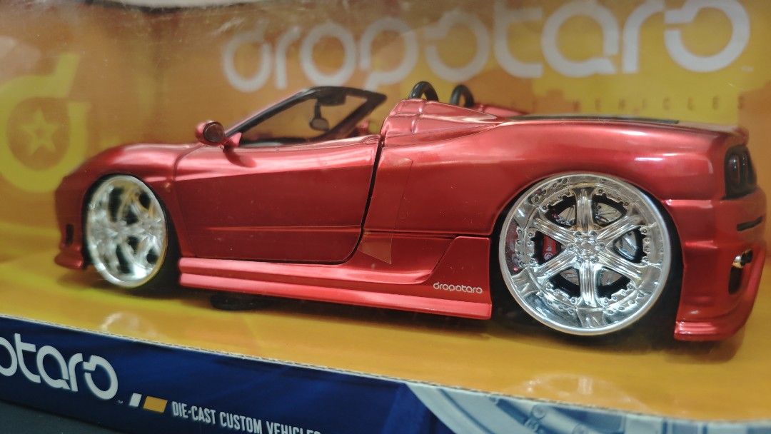 Hot Wheels Dropstars Ferrari 360 Spider (Category: Vehicle & Diecast Models) located in Pasig City. Submitted by mxn_jp (Listing ID 1413451038, Image 3). Description: 🚗2004 Hotwheels Dropsrars Ferrari 360 Spider Color: Candy Red 🚗 Scale: 1:24 Die Cast Gimmick: Opening Doors, Rear engine, Hood 👍This unit is already hard to find, so grab the opportunity while still available Back in box condition, never been played, just taken out for pictures M