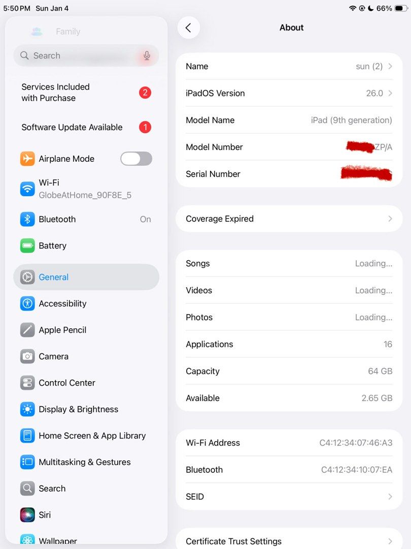 iPad 9th Generation (Category: iPad) located in Pasay City. Submitted by losient (Listing ID 1413572022, Image 3). Description: - iPad 9th Generation - 64GB storage - With Box - With Apple Pencil - Sleek design - Perfect for everyday use and education NEGOTIABLE.