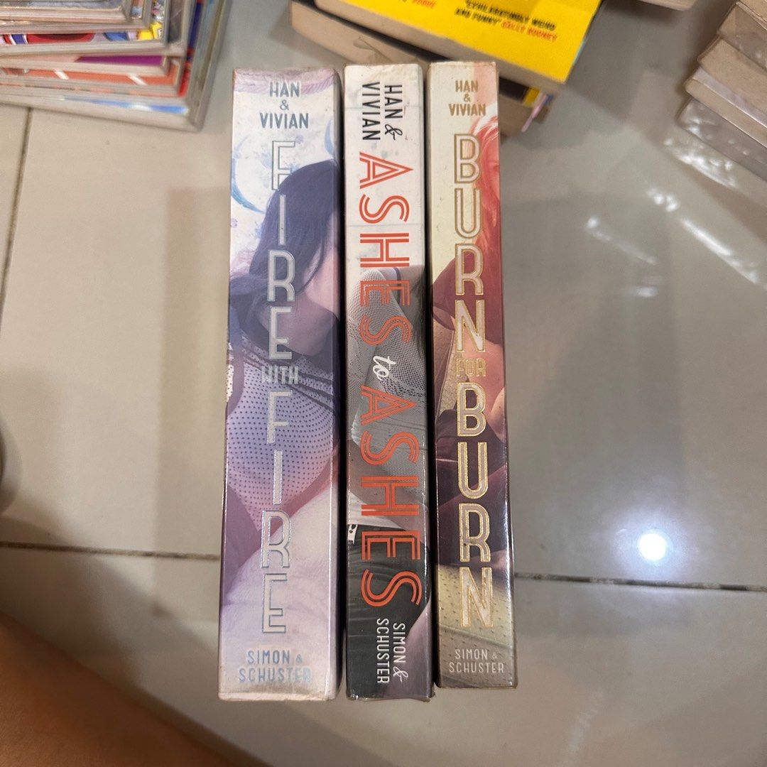 Jenny Han & Vivian Fire & Ashes Series (Category: Storybooks) located in Pasay City. Submitted by limbies8 (Listing ID 1413502972, Image 1). Description: Set of three Han & Vivian books: "Fire with Fire", "Ashes to Ashes", and "Burn for Burn". Published by Simon & Schuster..