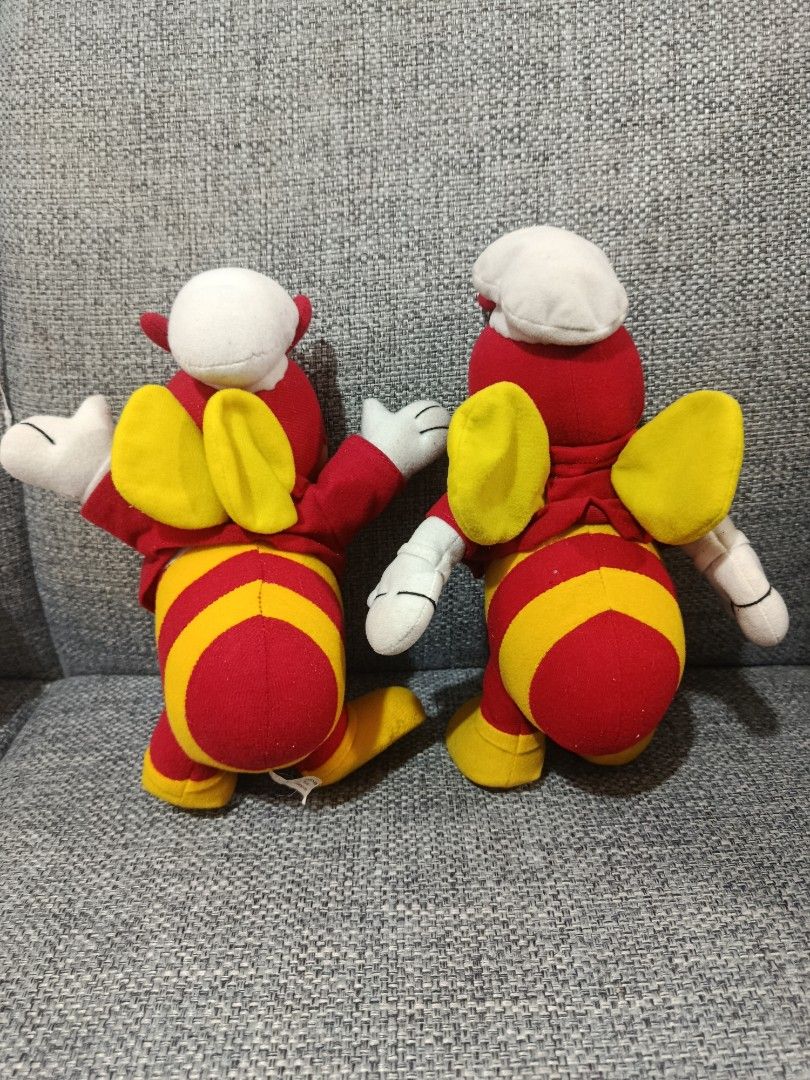Bundle Jollibee Mascot Plush Toy Hard Face (Category: Plushies & Soft Toys) located in Quezon City. Submitted by truephoenix.16cee3 (Listing ID 1413467701, Image 2). Description: Listing is for Jollibee plush toys. They are dressed in their signature red and yellow outfits, complete with a chef's hat and bow tie. The toys have white gloves and yellow wings. These plush toys are perfect for collectors or fans of Jollibee. Rare hard face. Condition