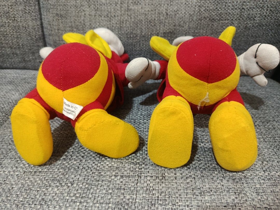 Bundle Jollibee Mascot Plush Toy Hard Face (Category: Plushies & Soft Toys) located in Quezon City. Submitted by truephoenix.16cee3 (Listing ID 1413467701, Image 3). Description: Listing is for Jollibee plush toys. They are dressed in their signature red and yellow outfits, complete with a chef's hat and bow tie. The toys have white gloves and yellow wings. These plush toys are perfect for collectors or fans of Jollibee. Rare hard face. Condition